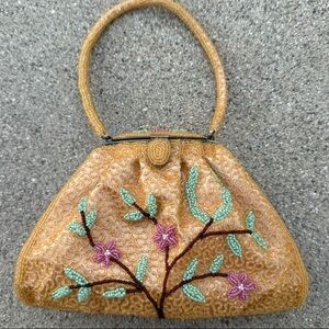 Vintage beaded handbag floral purse preloved great condition